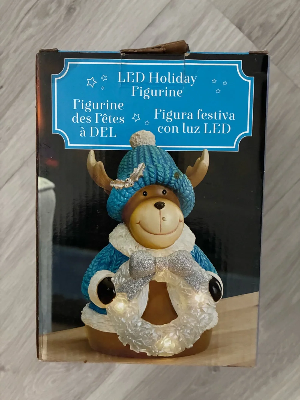 Blue Holiday Reindeer LED Accent Figurine -6 inch new